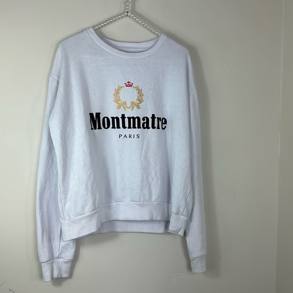 Cotton On White Monmarte Champagne Crewneck Sweatshirt Large - Picture 1 of 4